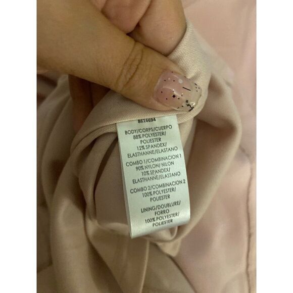 NWOT JS Collection women's Elegant Blush Pink Lace neck Mermaid long Dress sz 10 - Picture 10 of 10